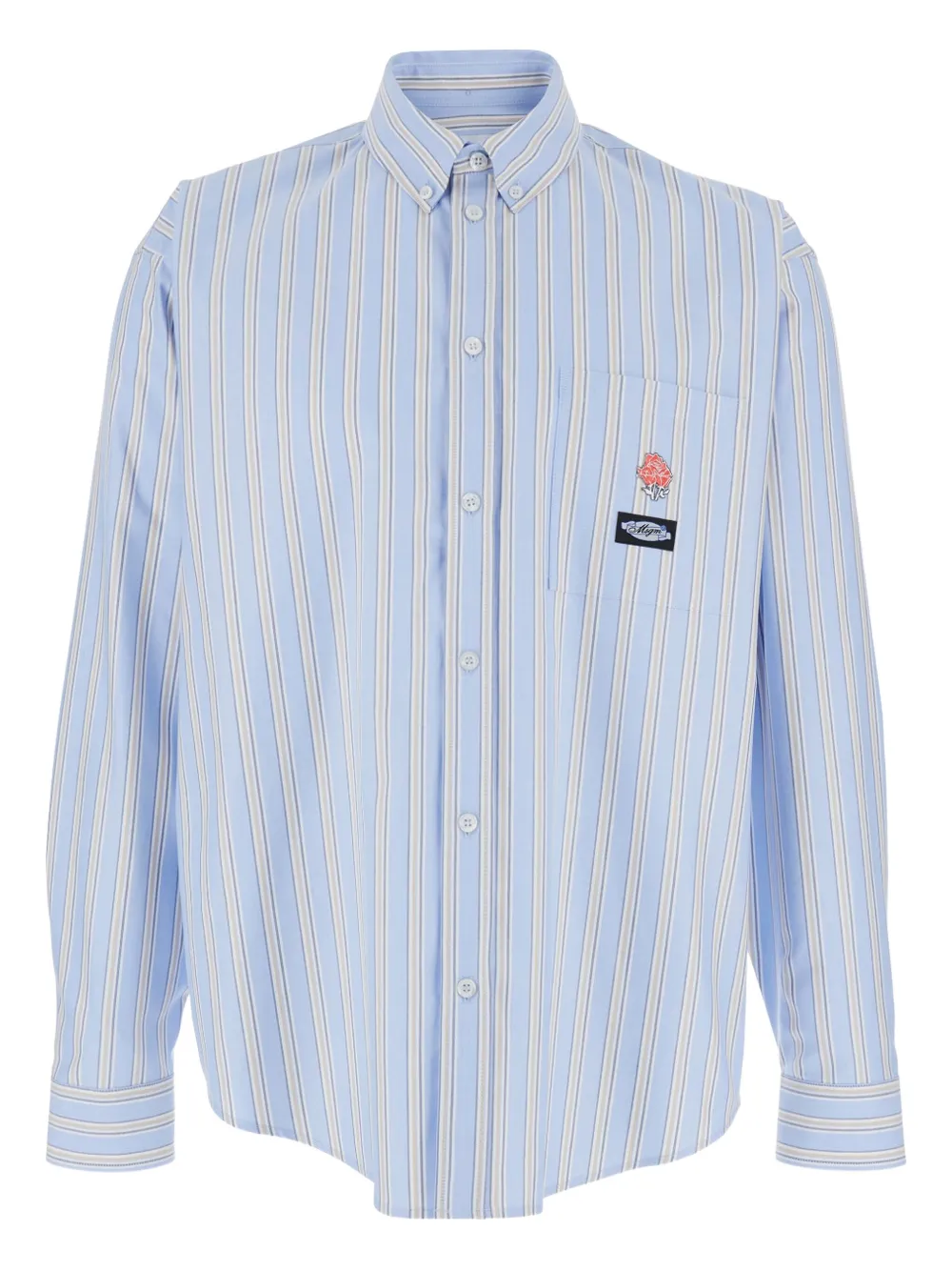 MSGM Gestreept overhemd met geborduurde roos Blauw