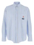 MSGM striped rose-embroidered shirt - Blue