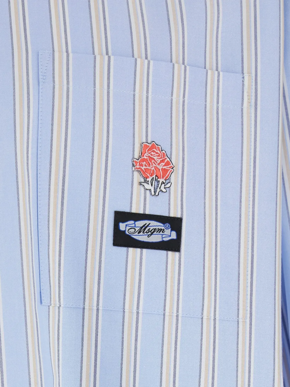MSGM Gestreept overhemd met geborduurde roos Blauw
