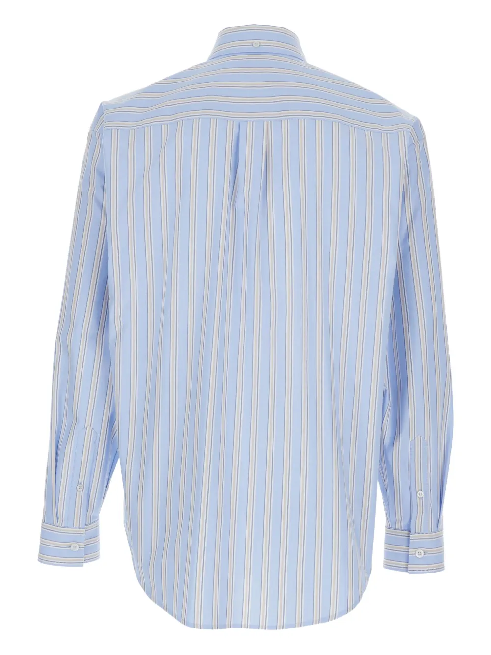 MSGM striped rose-embroidered shirt - Blauw