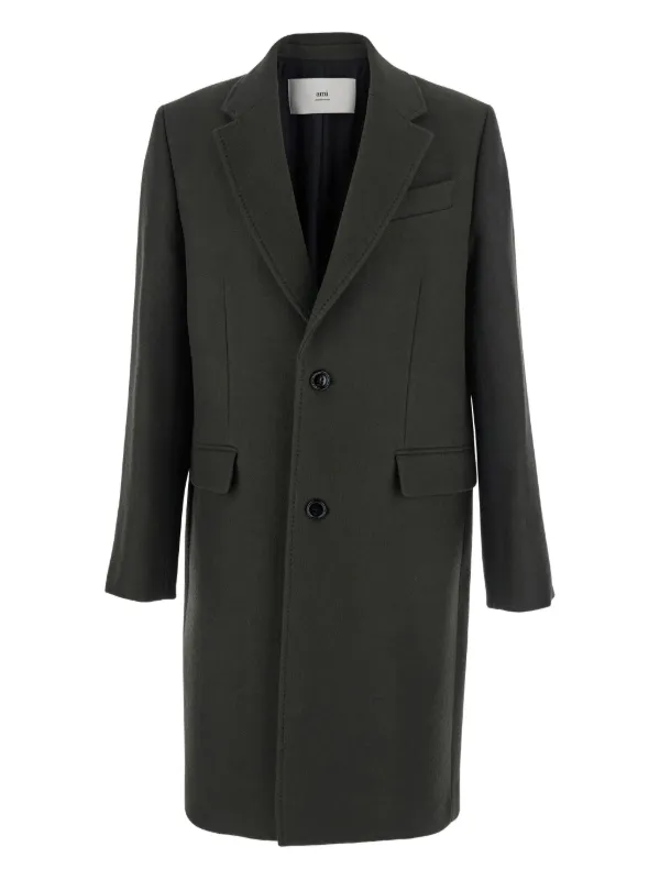 Ami Paris Single-breasted Coat in Grey