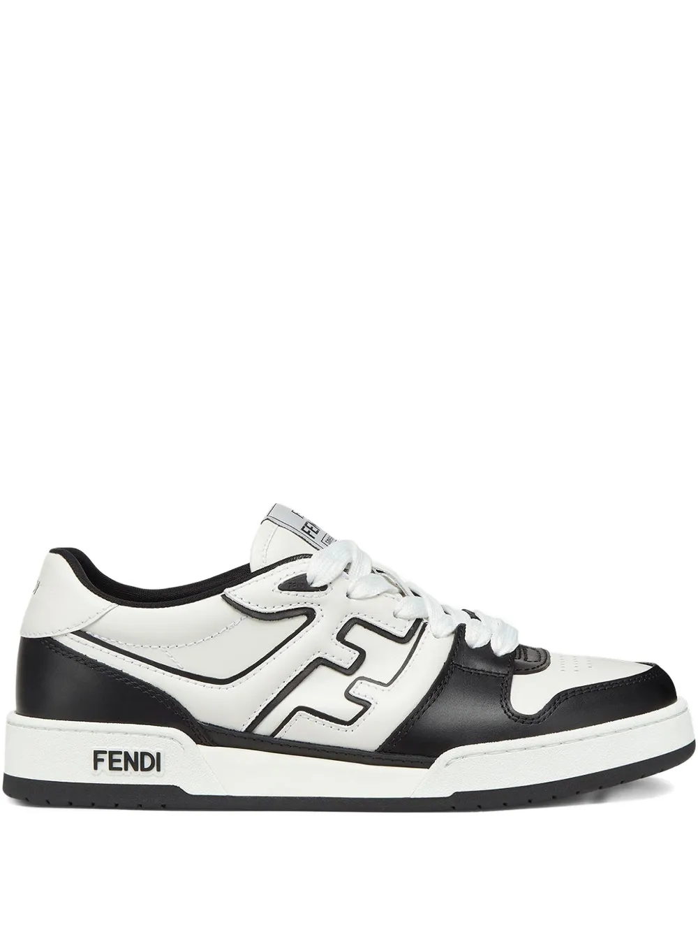 FENDI leather panelled lace-up sneakers White