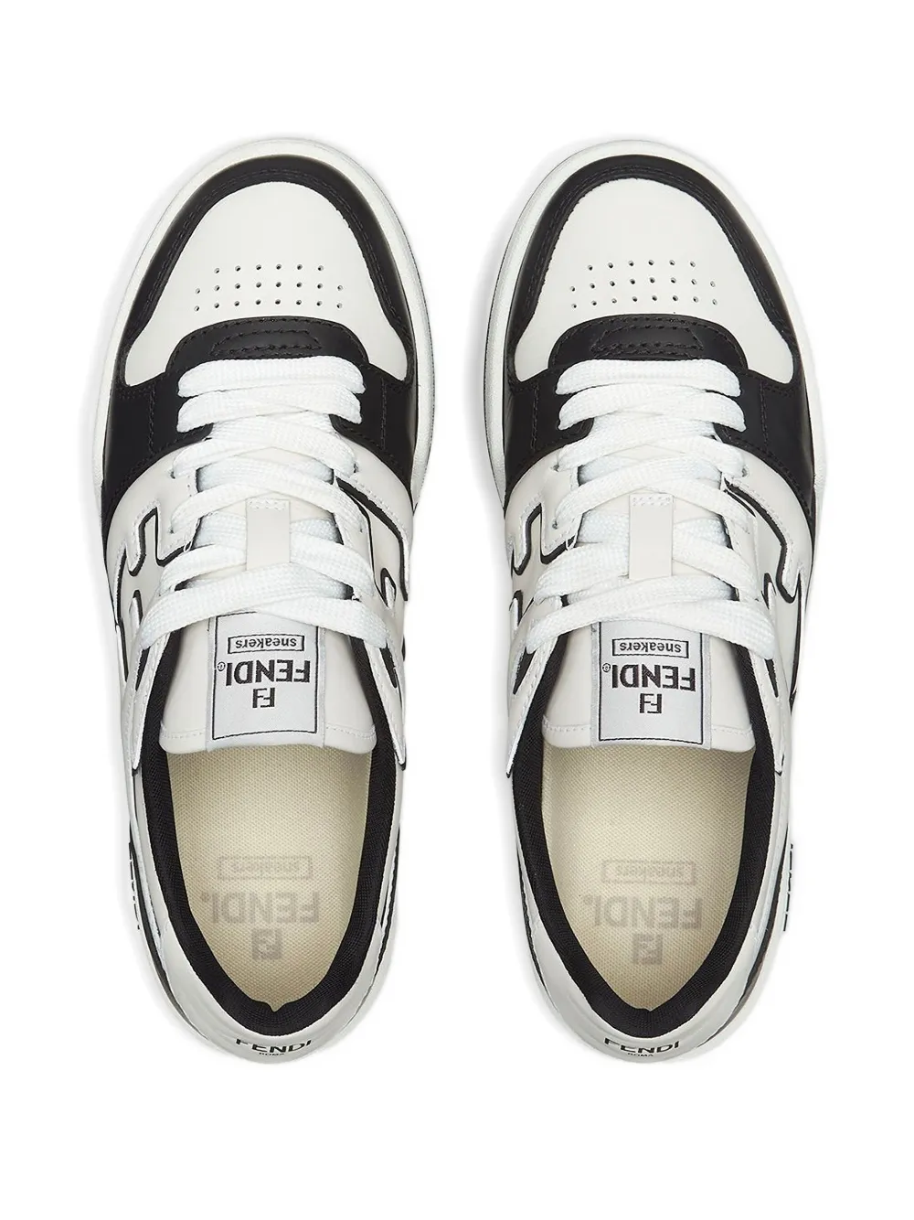 FENDI leather panelled lace-up sneakers White