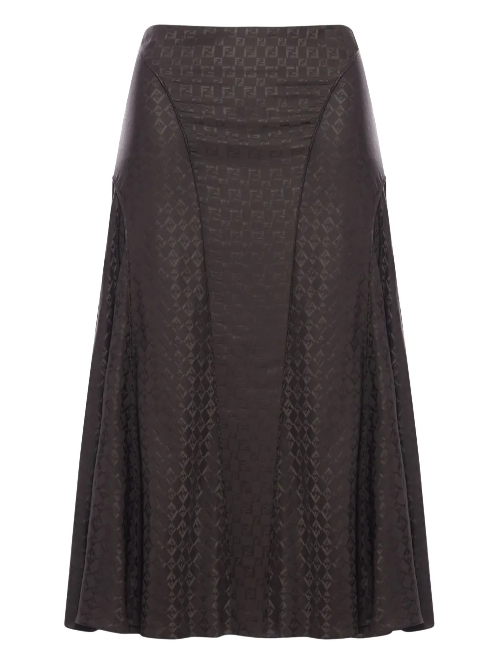 FENDI Flared midi-rok met logoplakkaat Bruin