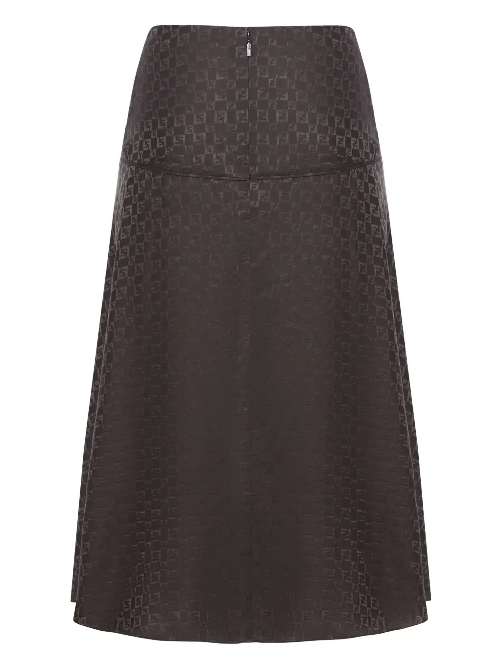 FENDI Flared midi-rok met logoplakkaat - Bruin