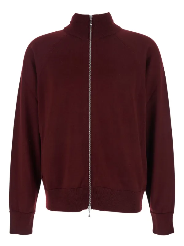 Jil Sander Zip-up High-neck Cardigan in Red