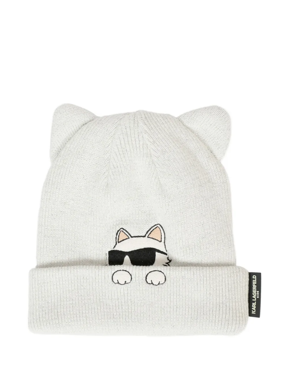 Karl Lagerfeld Cat-ear Beanie Hat In White