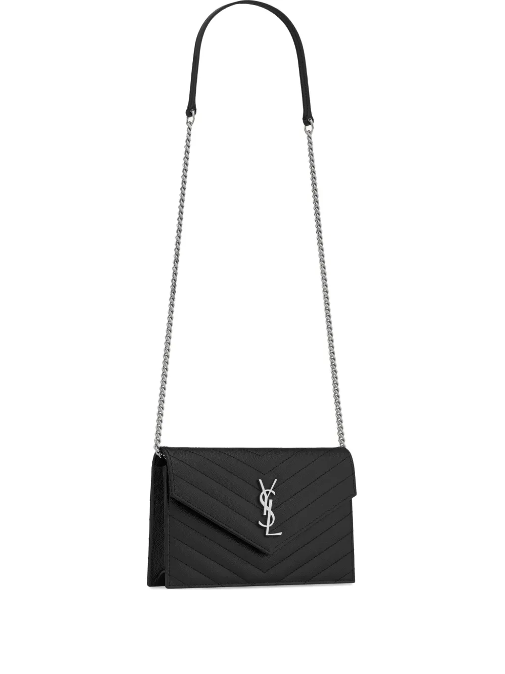 Saint Laurent Gestepptes Portemonnaie In Black