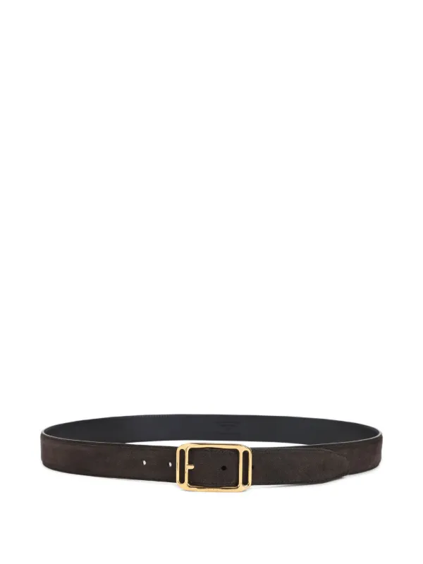 Tom Ford Suede Leather Gold-buckle Belt in Brown