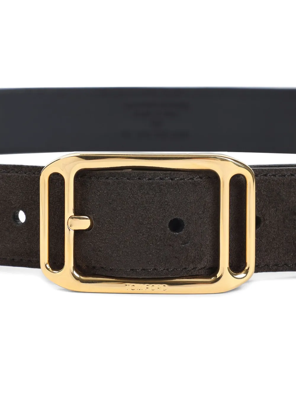 TOM FORD Suède riem met gouden gesp - Bruin