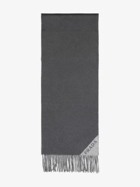 Prada logo-detail fringed scarf