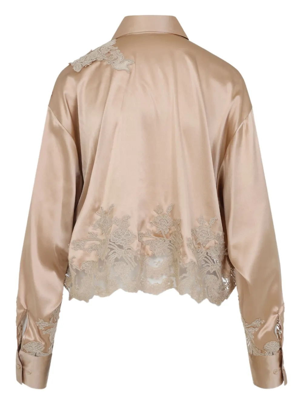 Ermanno Scervino lace-insert silk shirt - Beige