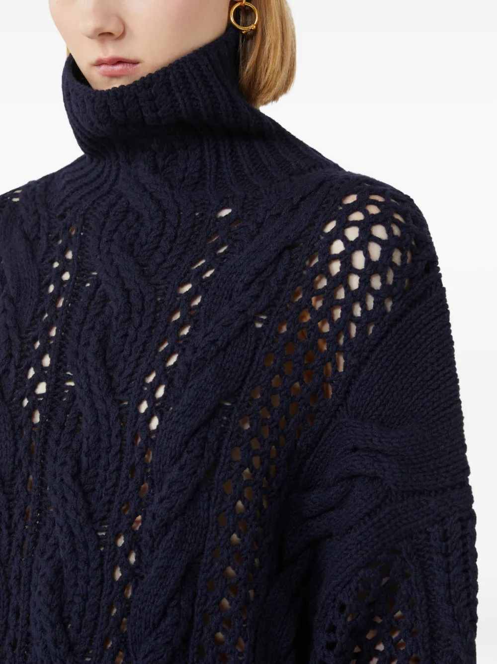 Sportmax CALCO kabelgebreide trui met ringlets Blauw