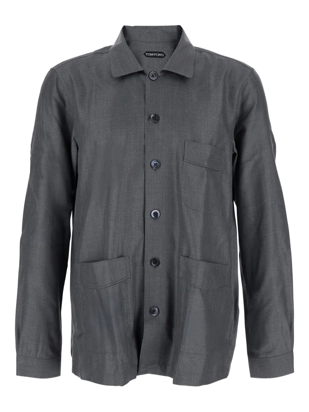 TOM FORD Zijden T-shirt met dubbele zak Grijs