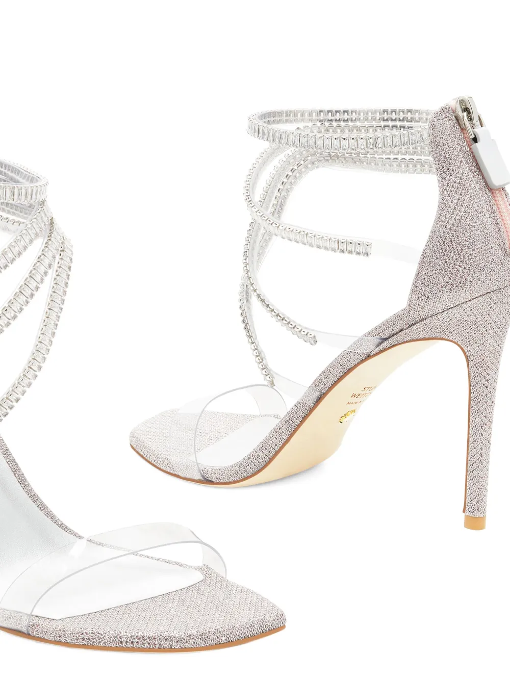 Stuart Weitzman 100 mm Superglam sandalen Zilver