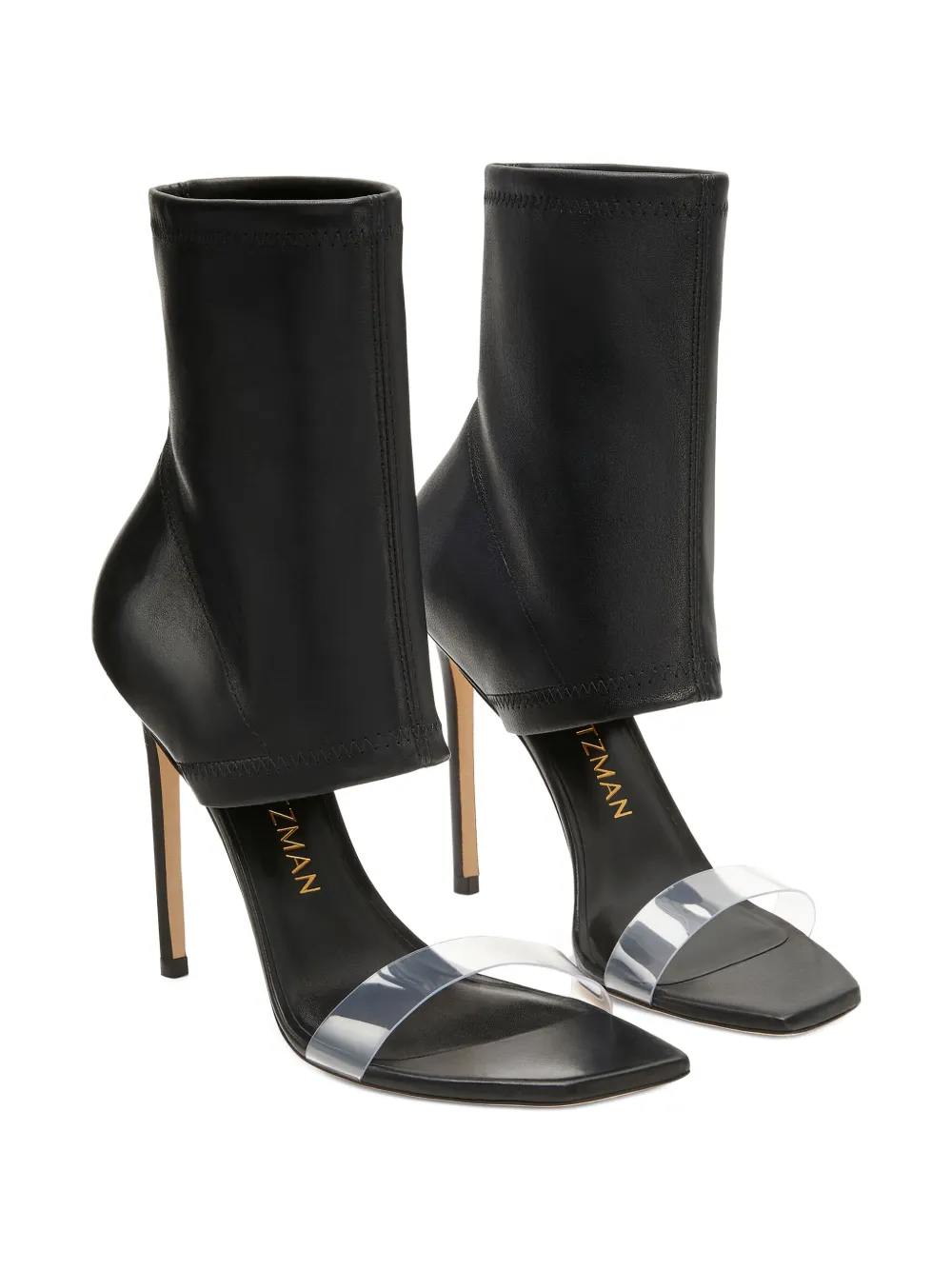 Stuart Weitzman 110mm Frontrow Stretch-strap Sandals In Black