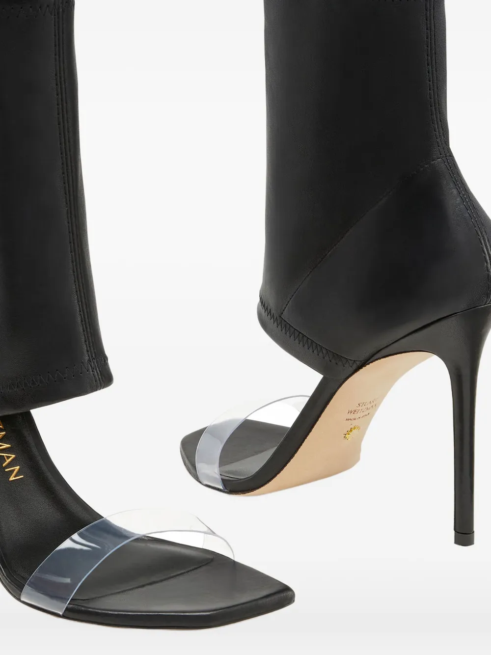 Stuart Weitzman 110mm Frontrow Stretch-strap Sandals In Black