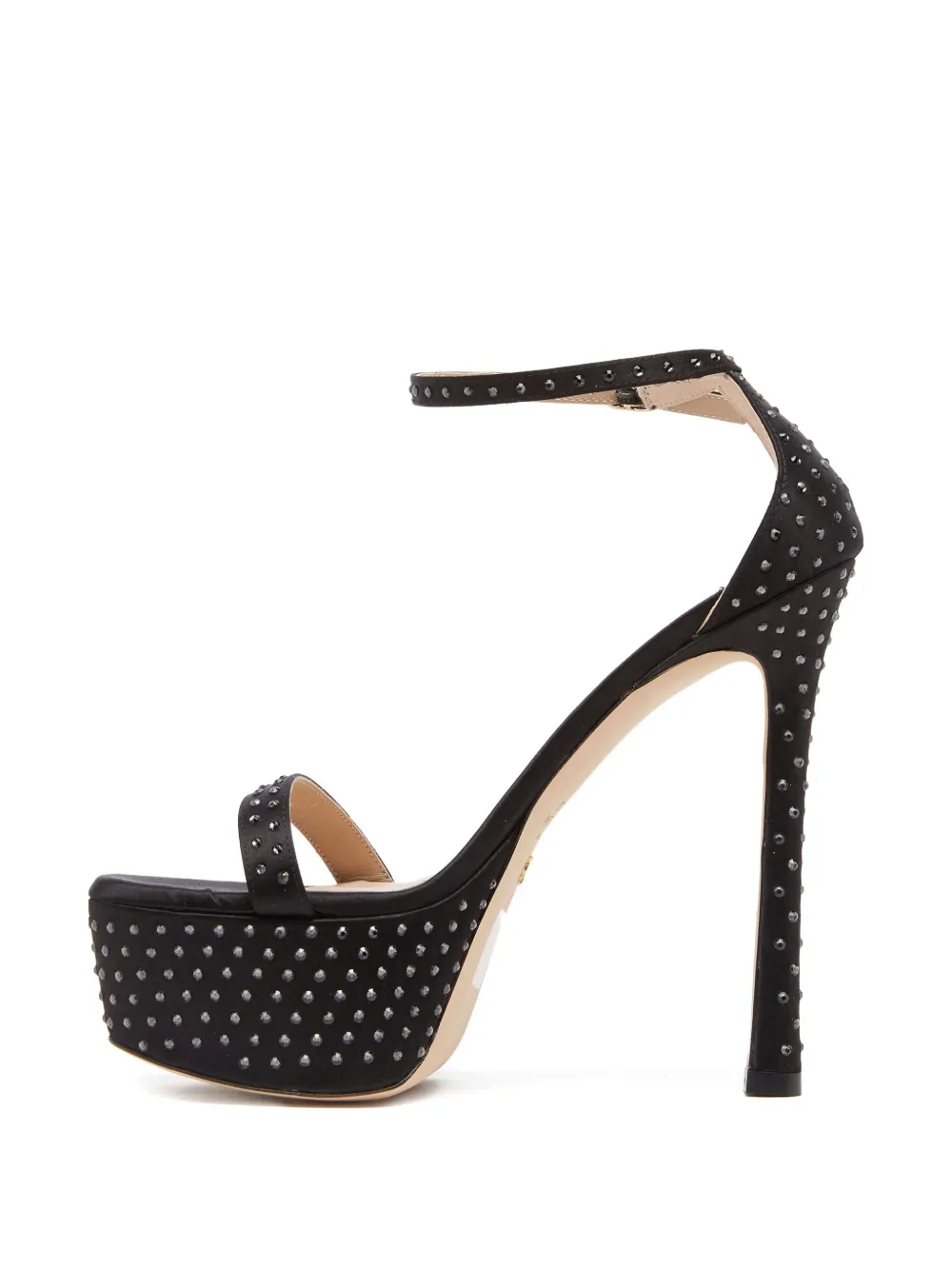 Stuart Weitzman 145mm Nudistcurve Hollywood Crystal-embellished Sandals In Black