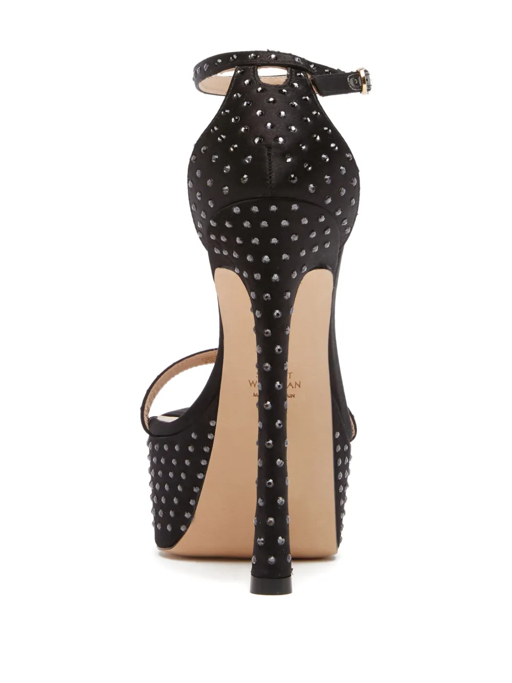 Stuart Weitzman 145mm Nudistcurve Hollywood Crystal-embellished Sandals In Black