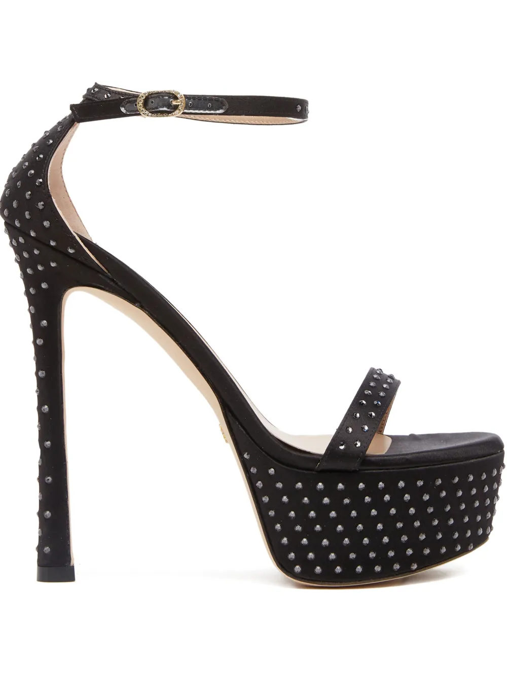 Stuart Weitzman 145mm Nudistcurve Hollywood Crystal-embellished Sandals In Black