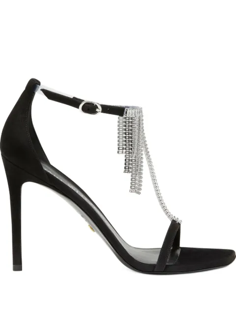 Stuart Weitzman 100mm  Nudistcurve Superglam crystal-fringe sandals