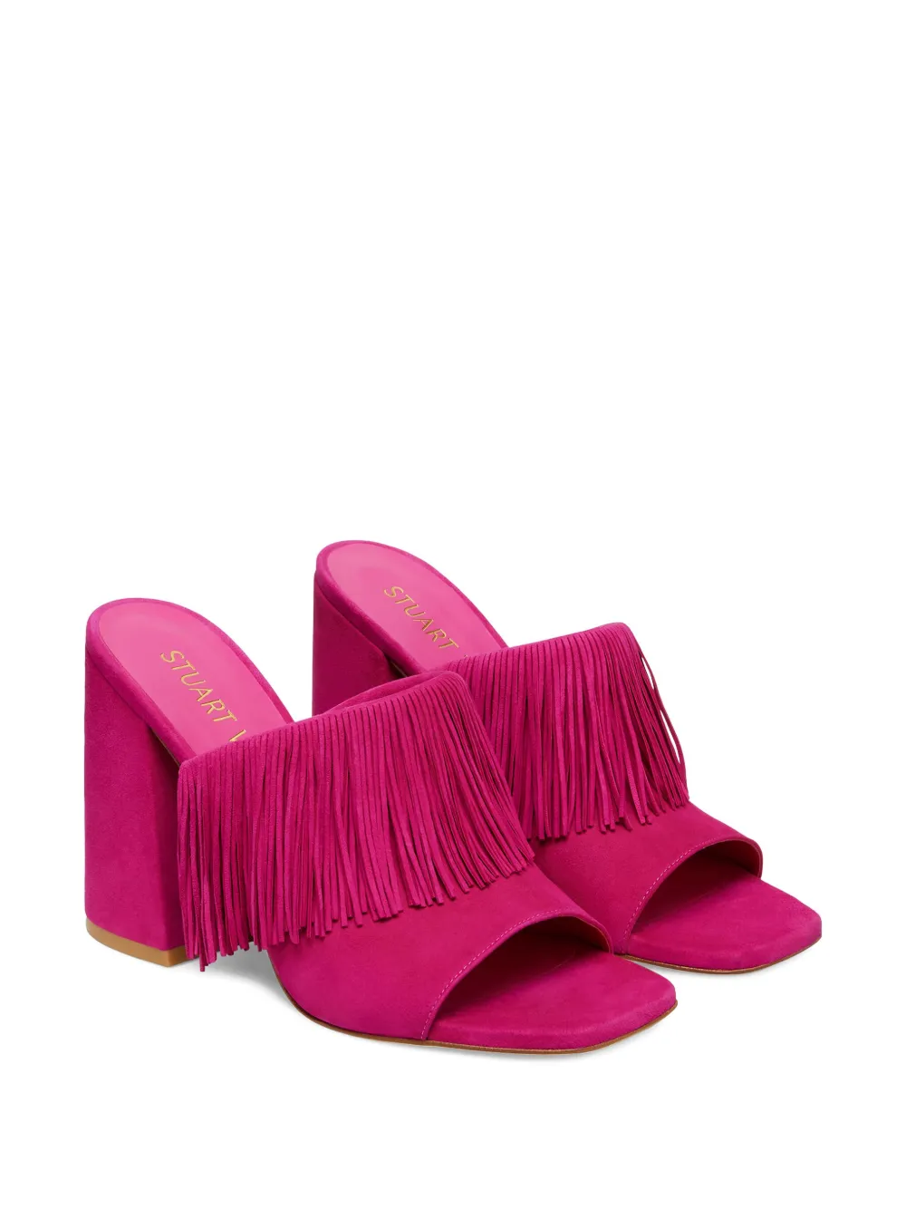 Stuart Weitzman 100mm fringe square-toe sandal | Heeled Sandals | Image 2