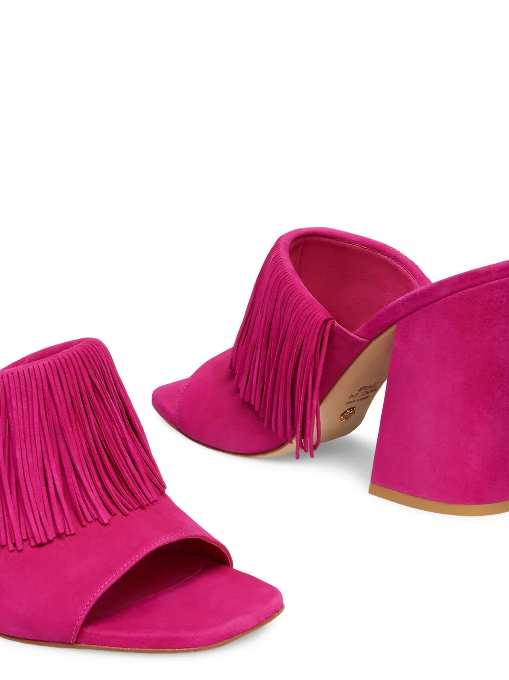 Stuart Weitzman 100 mm sandalen met vierkante neus en franje Roze