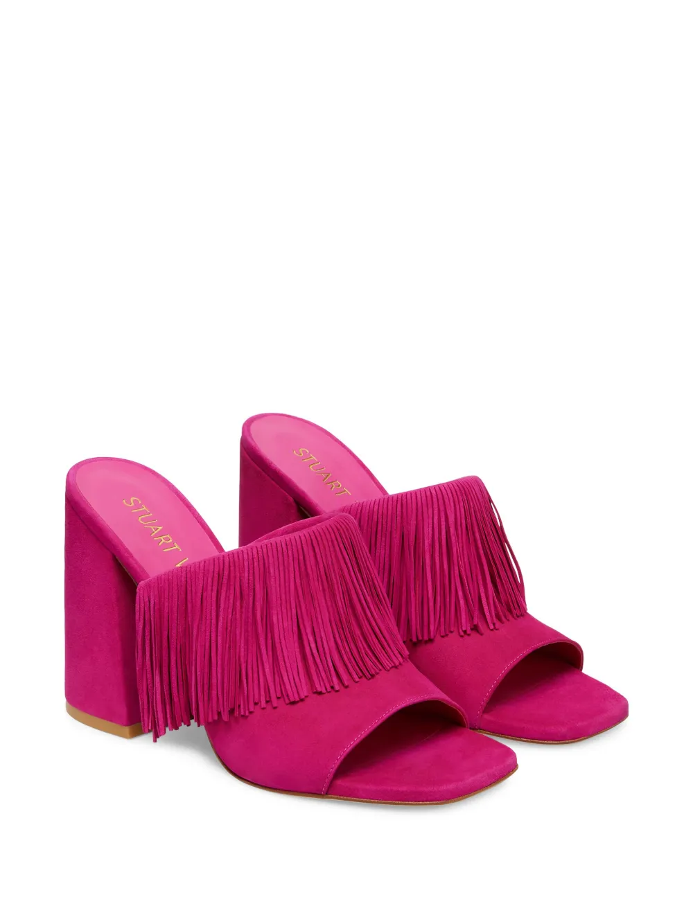 Stuart Weitzman 100mm fringe square-toe sandals | Heeled Sandals | Image 2