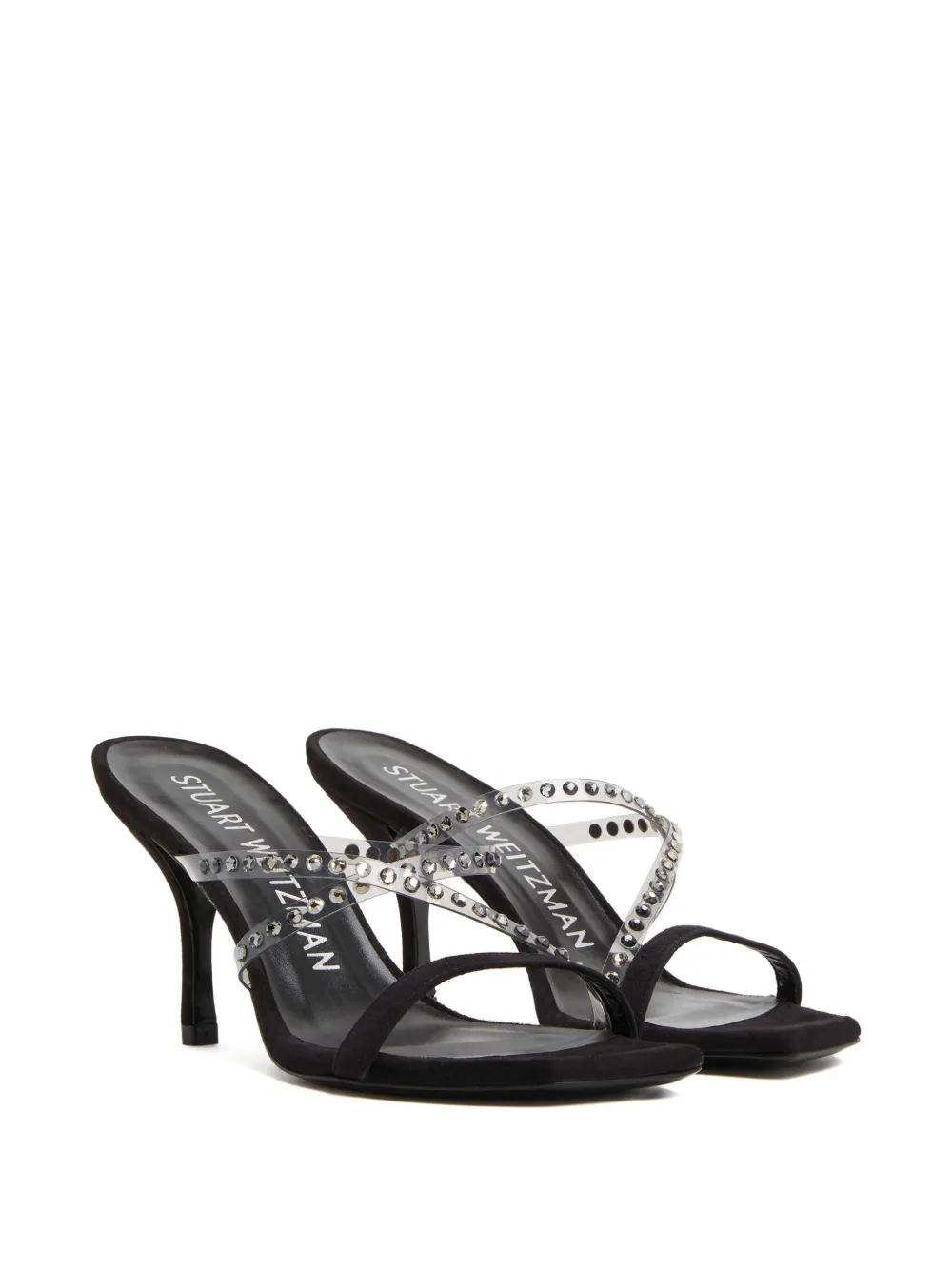 Stuart Weitzman 85mm crystal-embellished strapeze slide | Heeled Sandals | Image 2