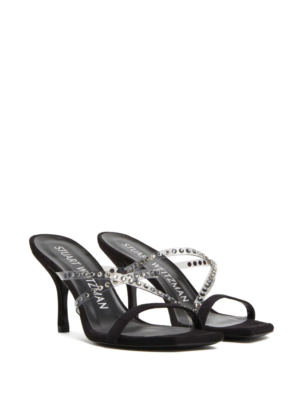 Stuart Weitzman 85mm crystal-embellished strapeze slide | Heeled Sandals | Image 2