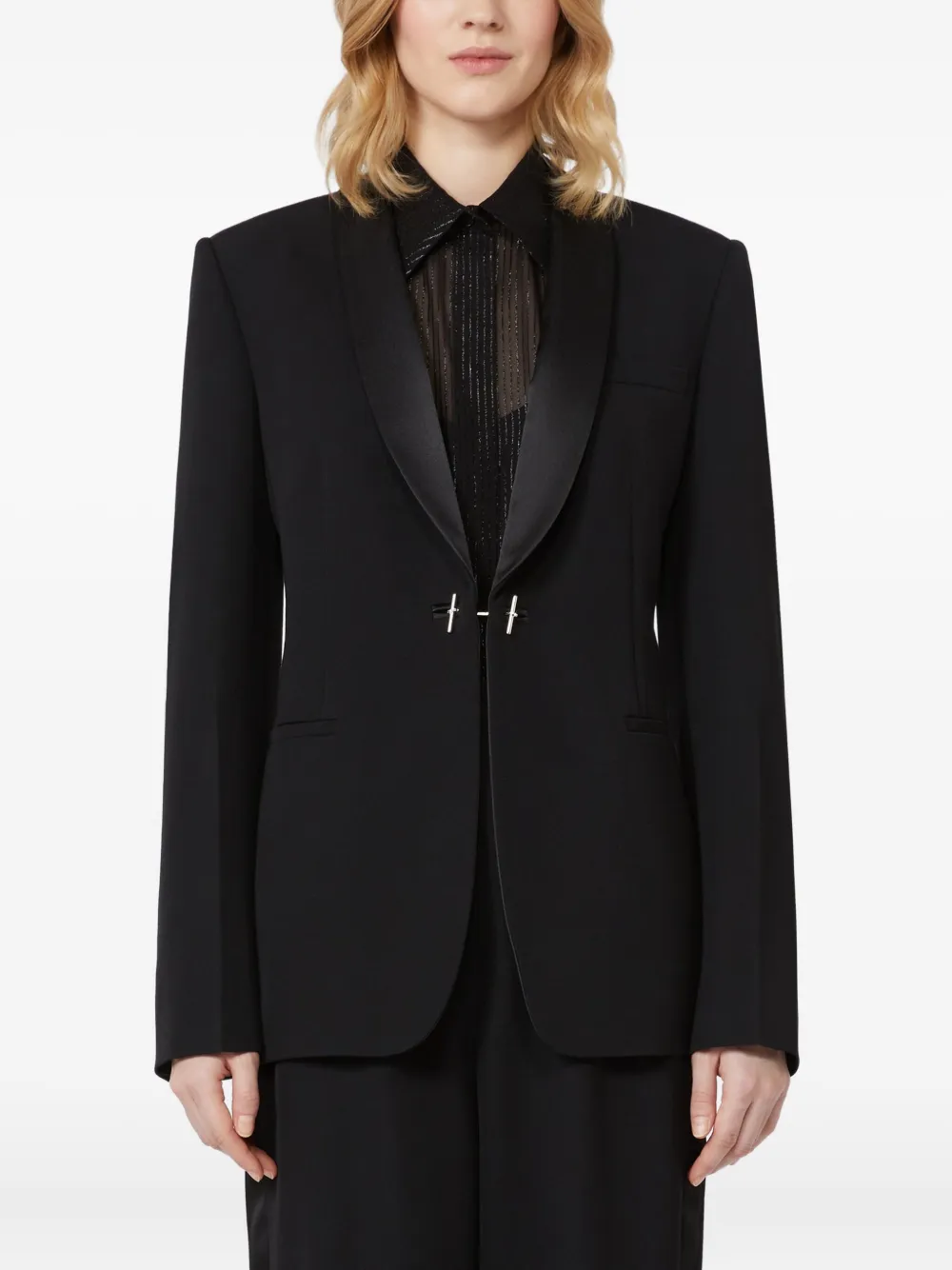 Max Mara Giselle Shawl-lapel Embellished Blazer In Black