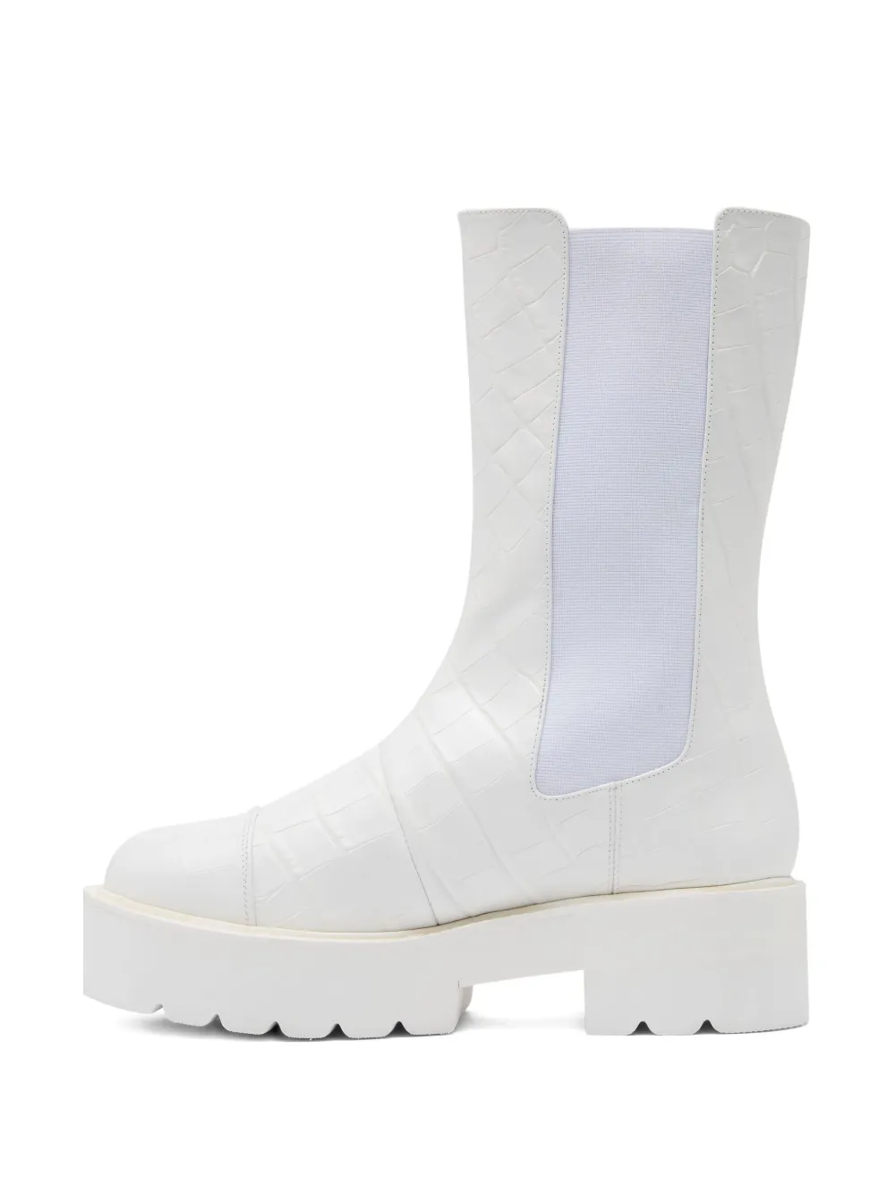 Stuart Weitzman 50mm Presley Ultralift Platform Lug-sole Boots In White