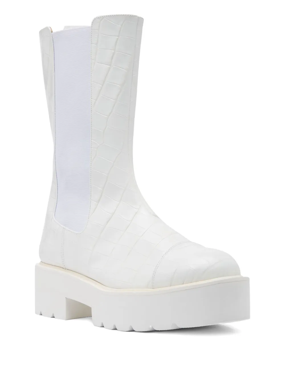Stuart Weitzman 50mm Presley Ultralift Platform Lug-sole Boots In White