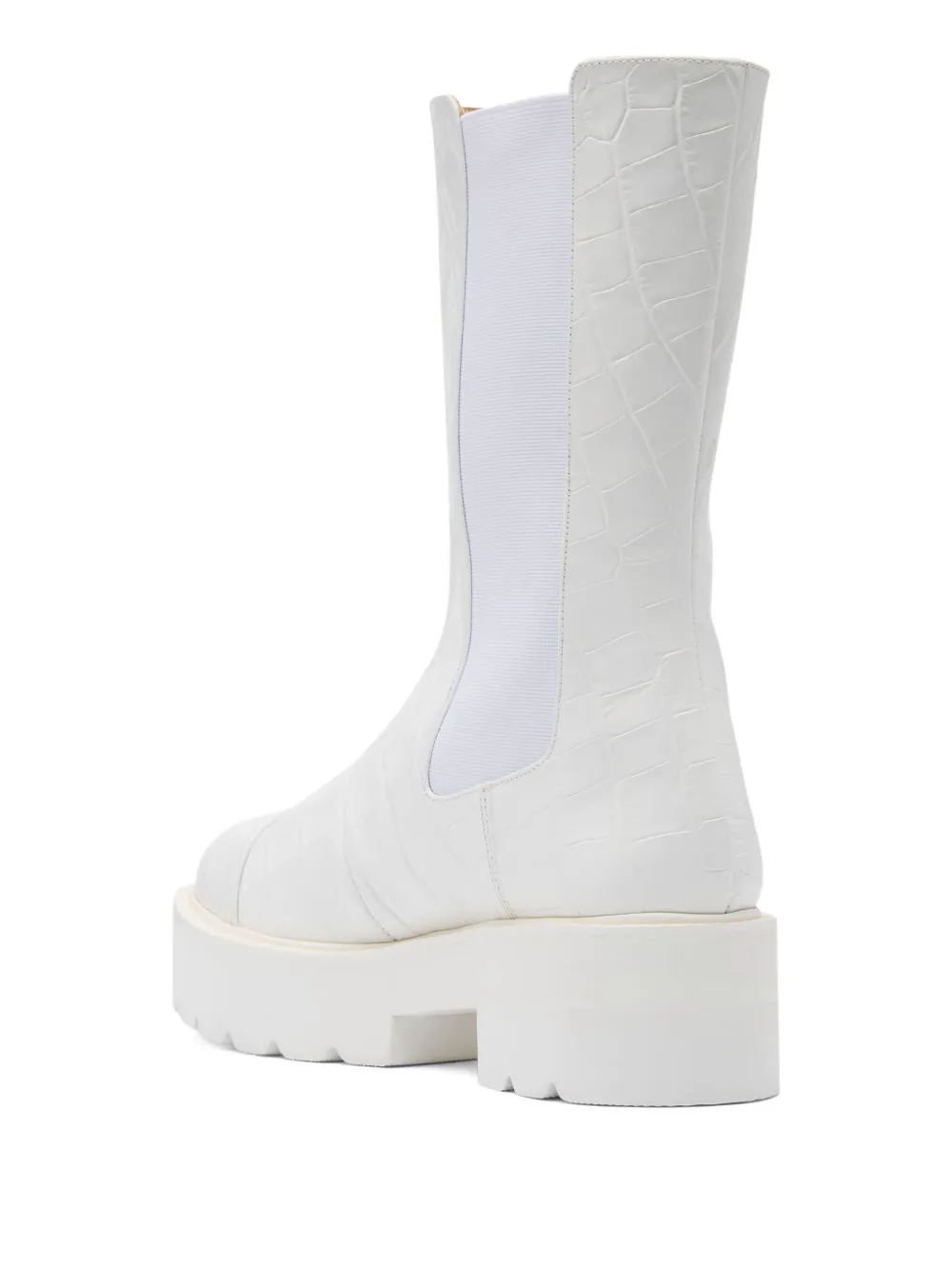 Stuart Weitzman 50mm Presley Ultralift Platform Lug-sole Boots In White