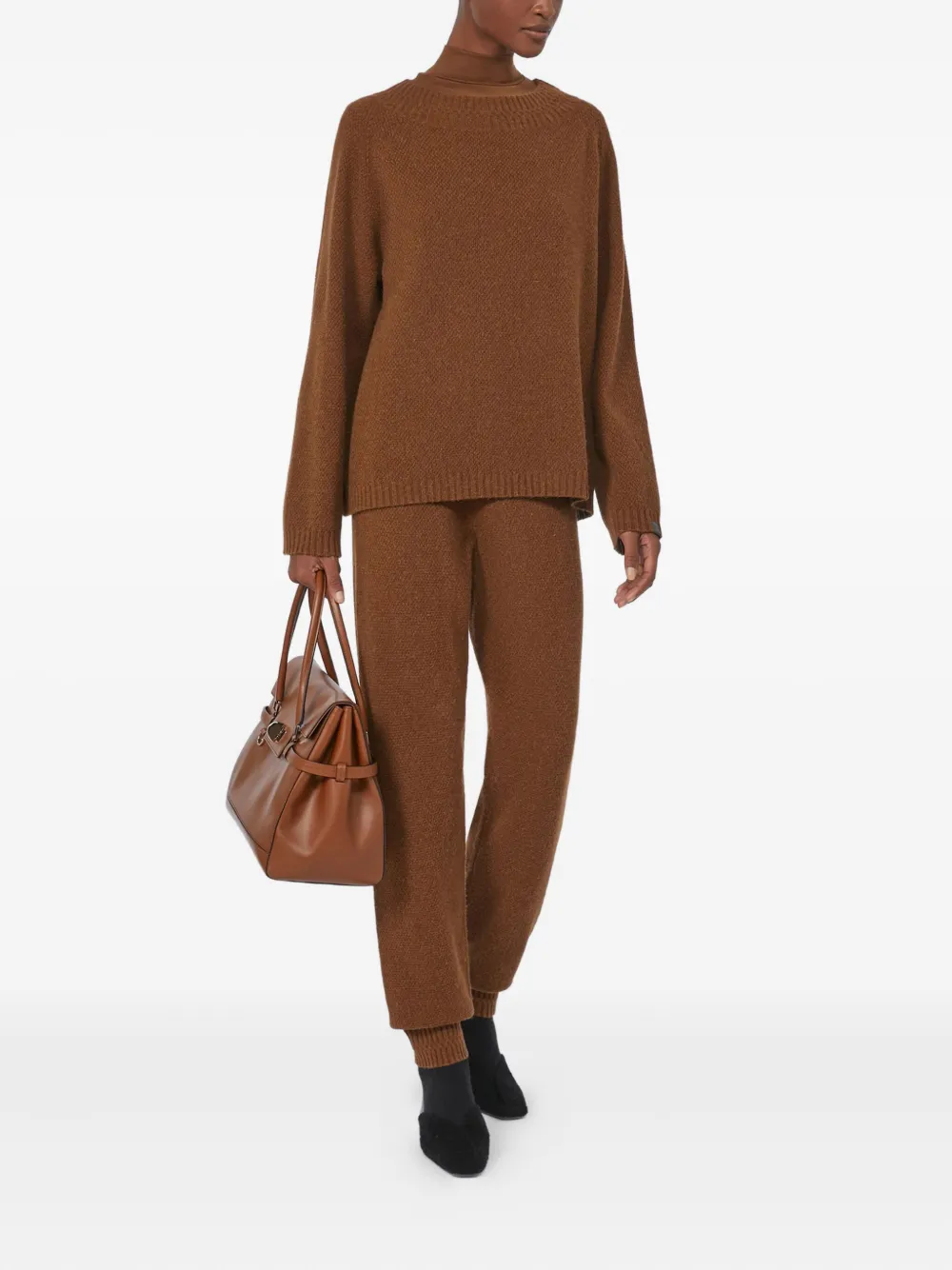 Max Mara Relaxed Fit High Waist Jogging Trousers In Brown