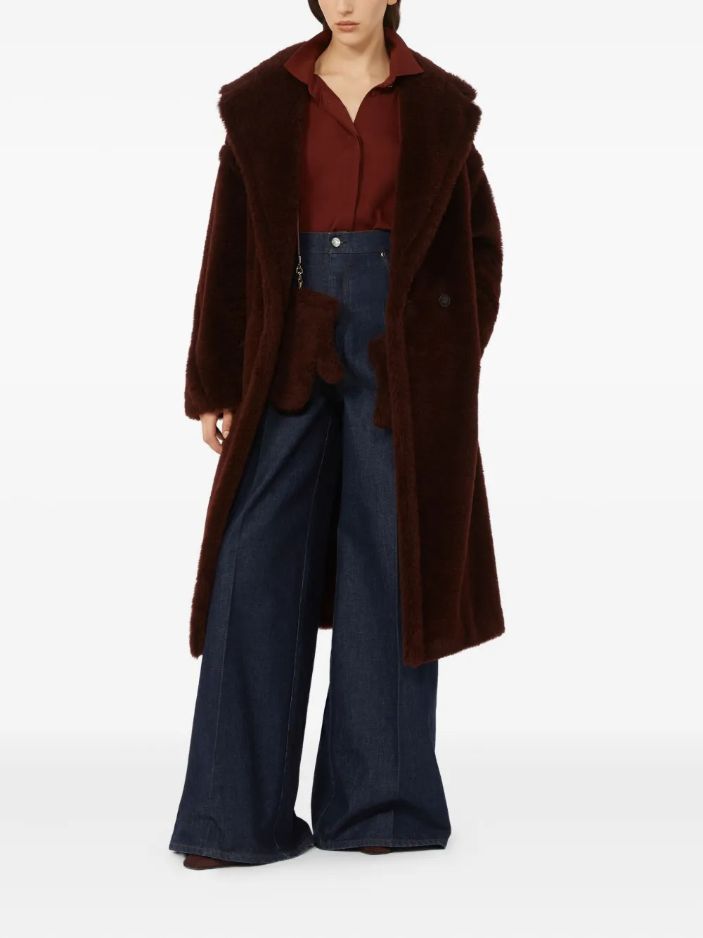 Max Mara Teddy Bear Icon Coat In Alpaca And Wool In Red