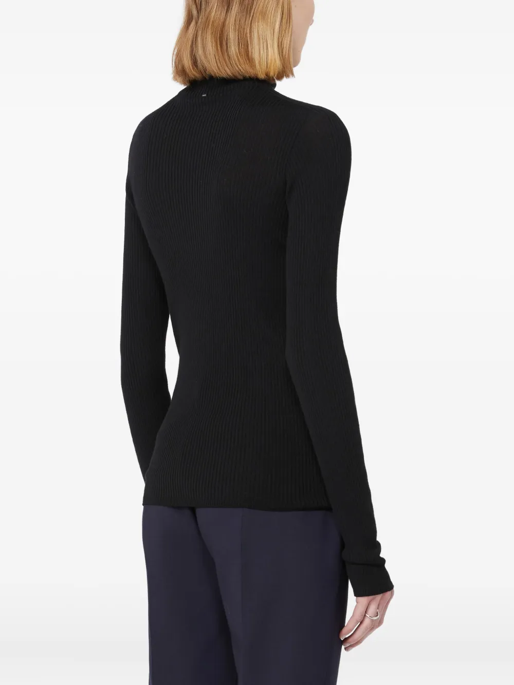 Sportmax Geribbelde top met col Zwart