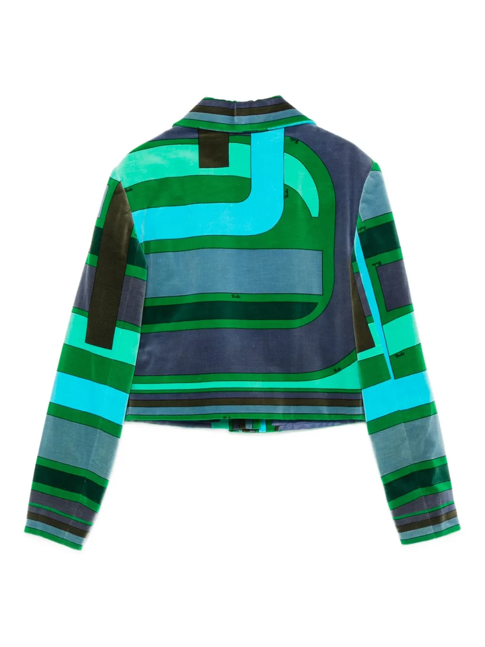 Pre-owned Pucci 1960s Geometric-print Velvet Jacket In Green