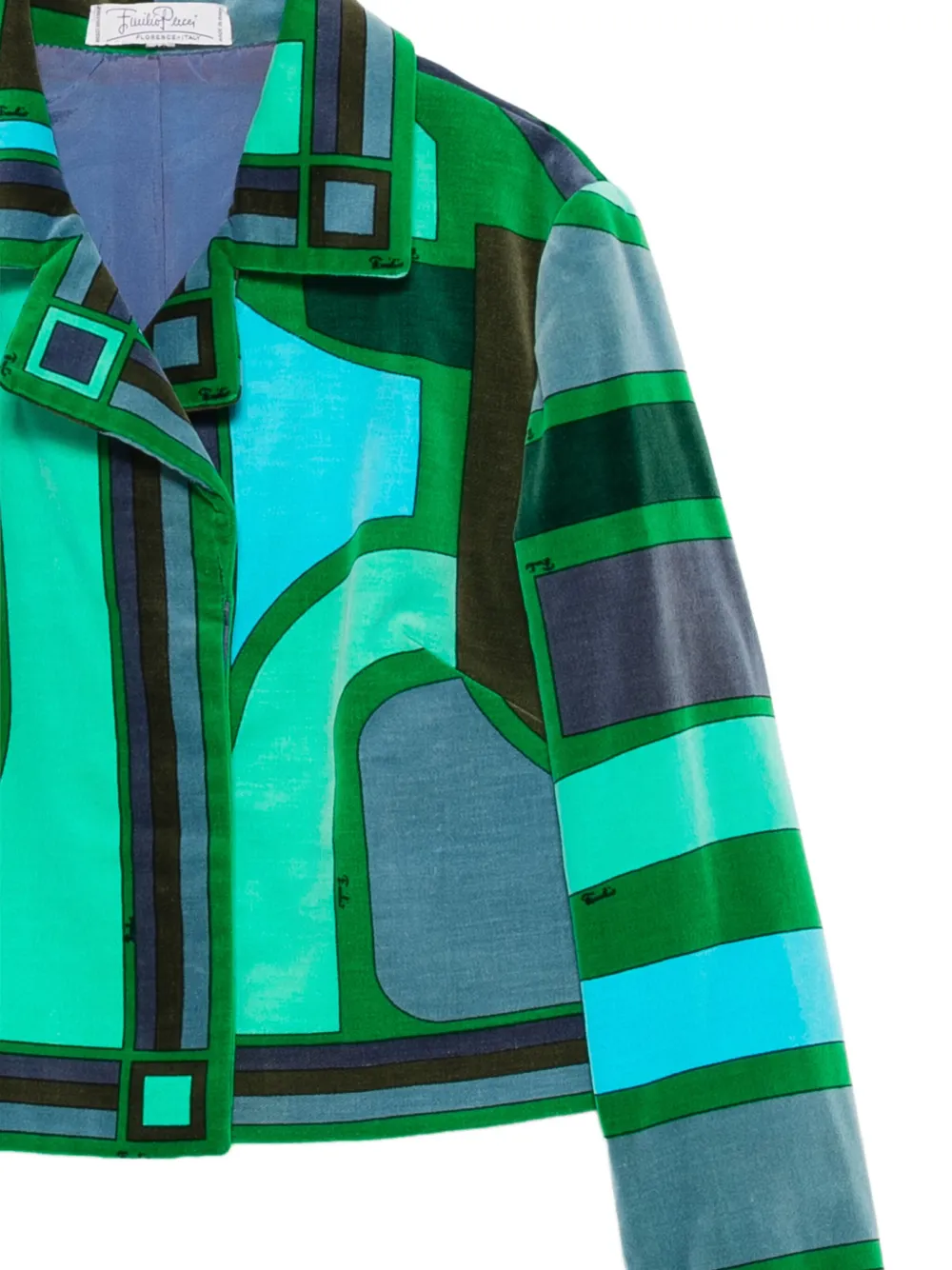Pre-owned Pucci 1960s Geometric-print Velvet Jacket In Green