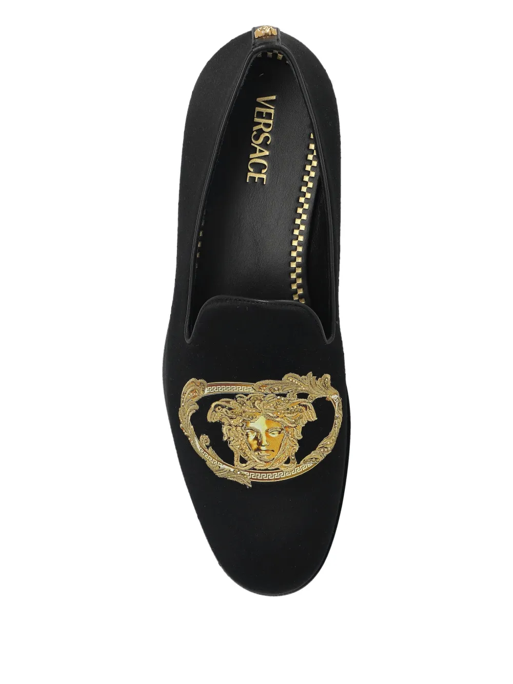 Versace Embroidered Architectural Baroque slippers Black