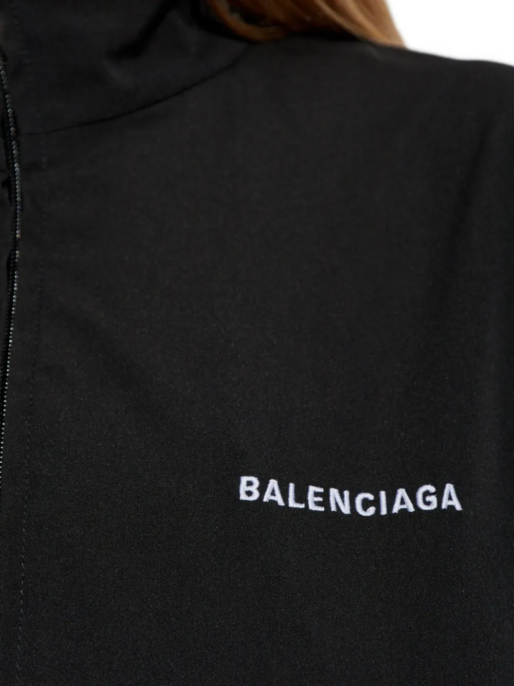 Balenciaga Logo-embroidered Elastic-cuffed Jacket In Black