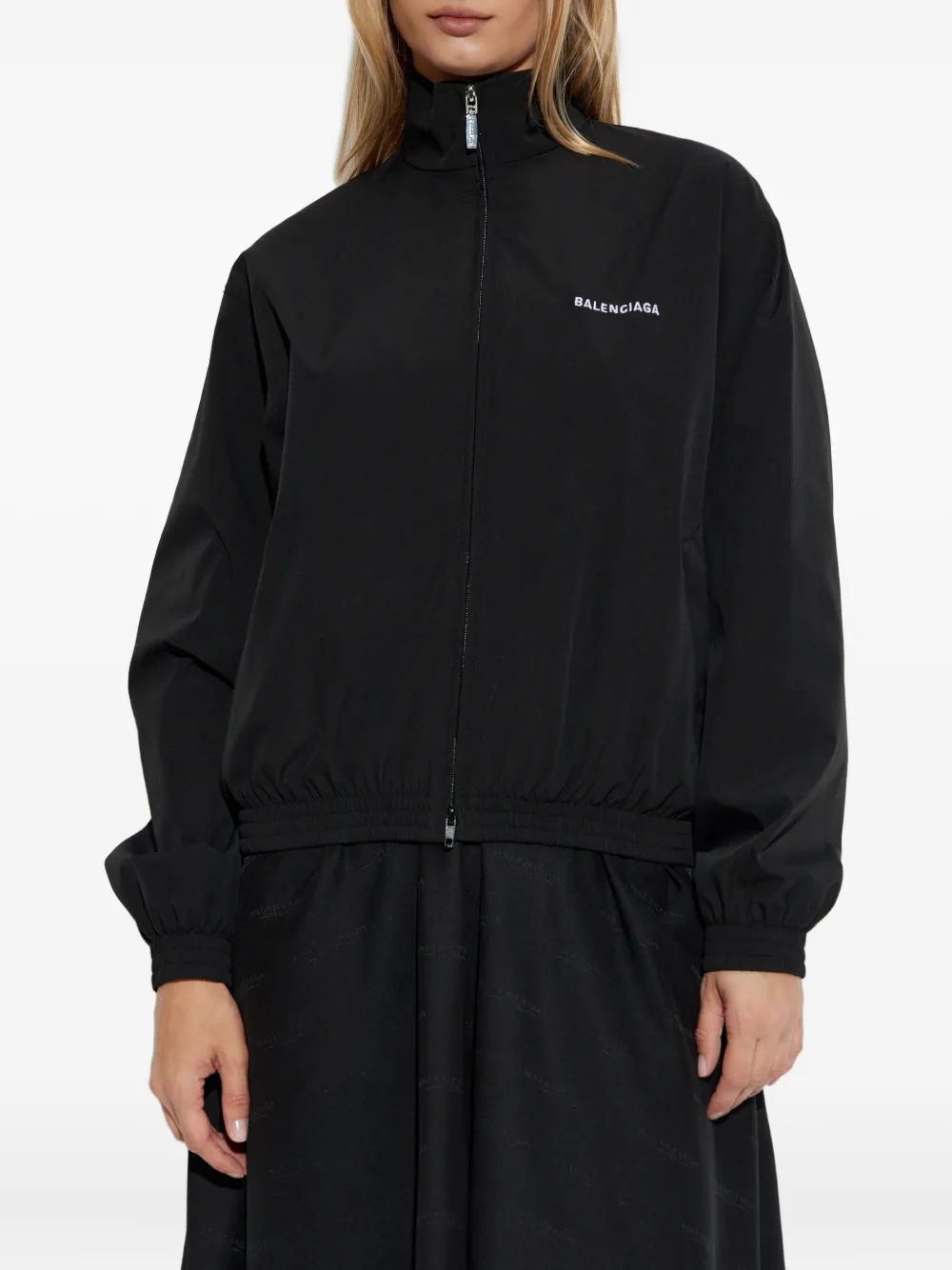 Balenciaga Logo-embroidered Elastic-cuffed Jacket In Black