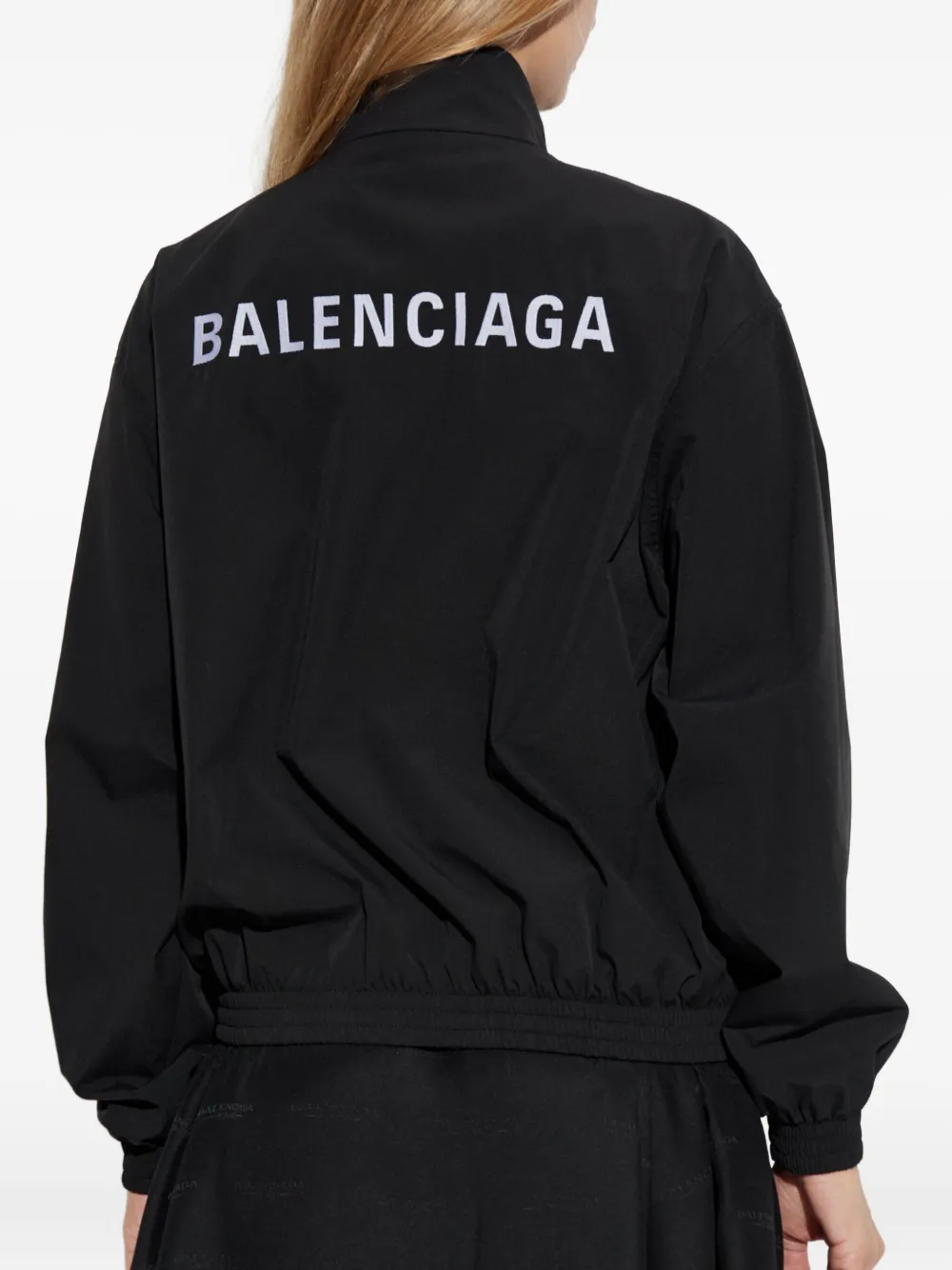 Balenciaga Logo-embroidered Elastic-cuffed Jacket In Black