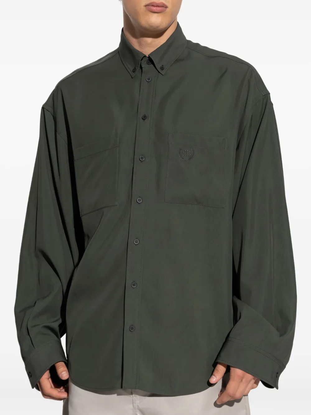 Balenciaga Overhemd met geborduurde zak Groen
