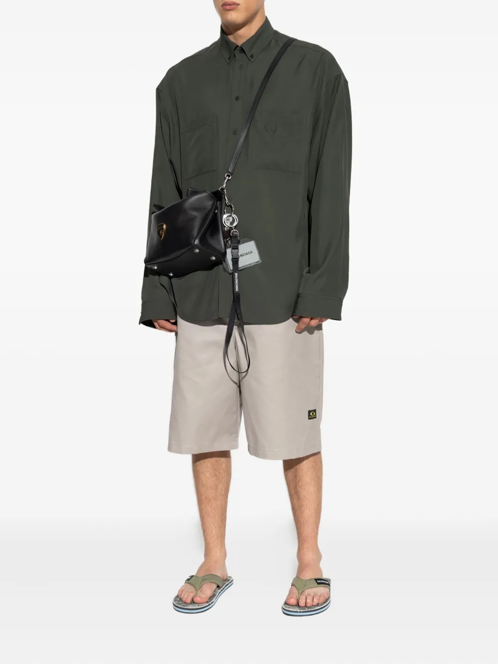 Balenciaga Overhemd met geborduurde zak Groen