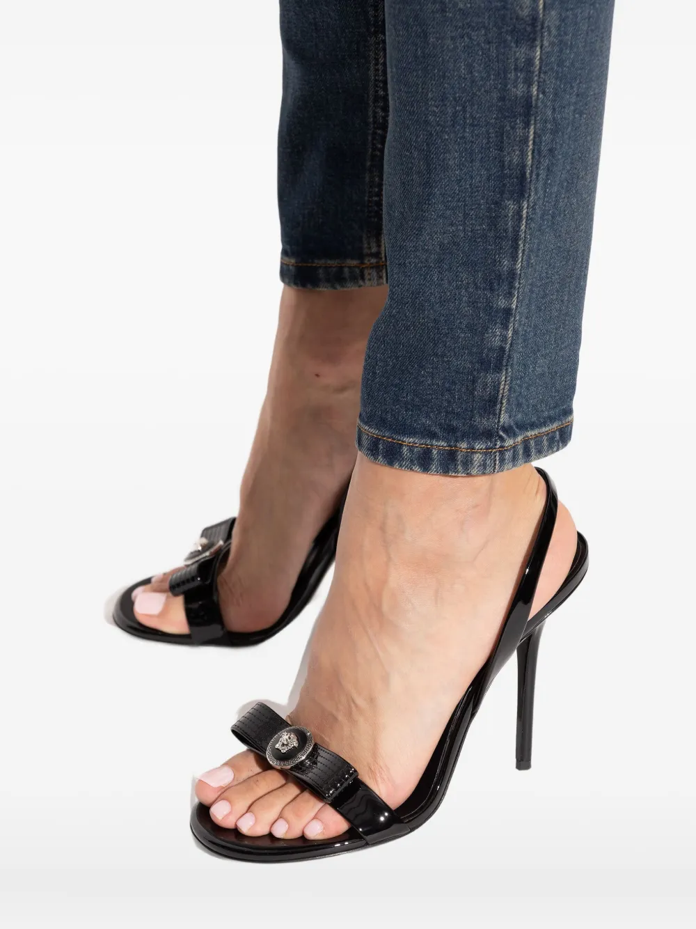 Versace Medusa-bow slingback sandals Black