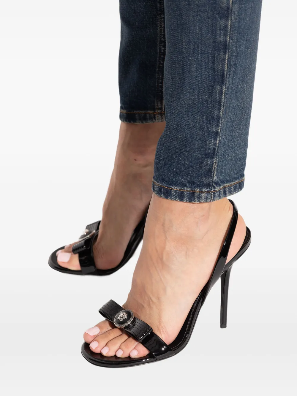 Versace Medusa-bow slingback sandals Black