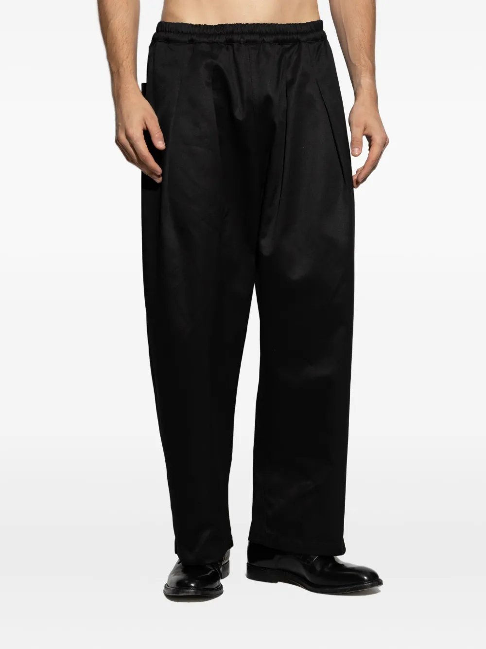 Maison Margiela Pleat-detailed Drawstring Trousers In Black