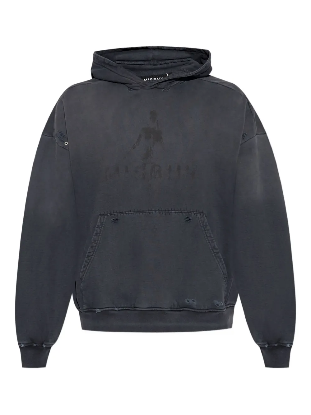 MISBHV graphic-print distressed cotton hoodie | Black | Image 1