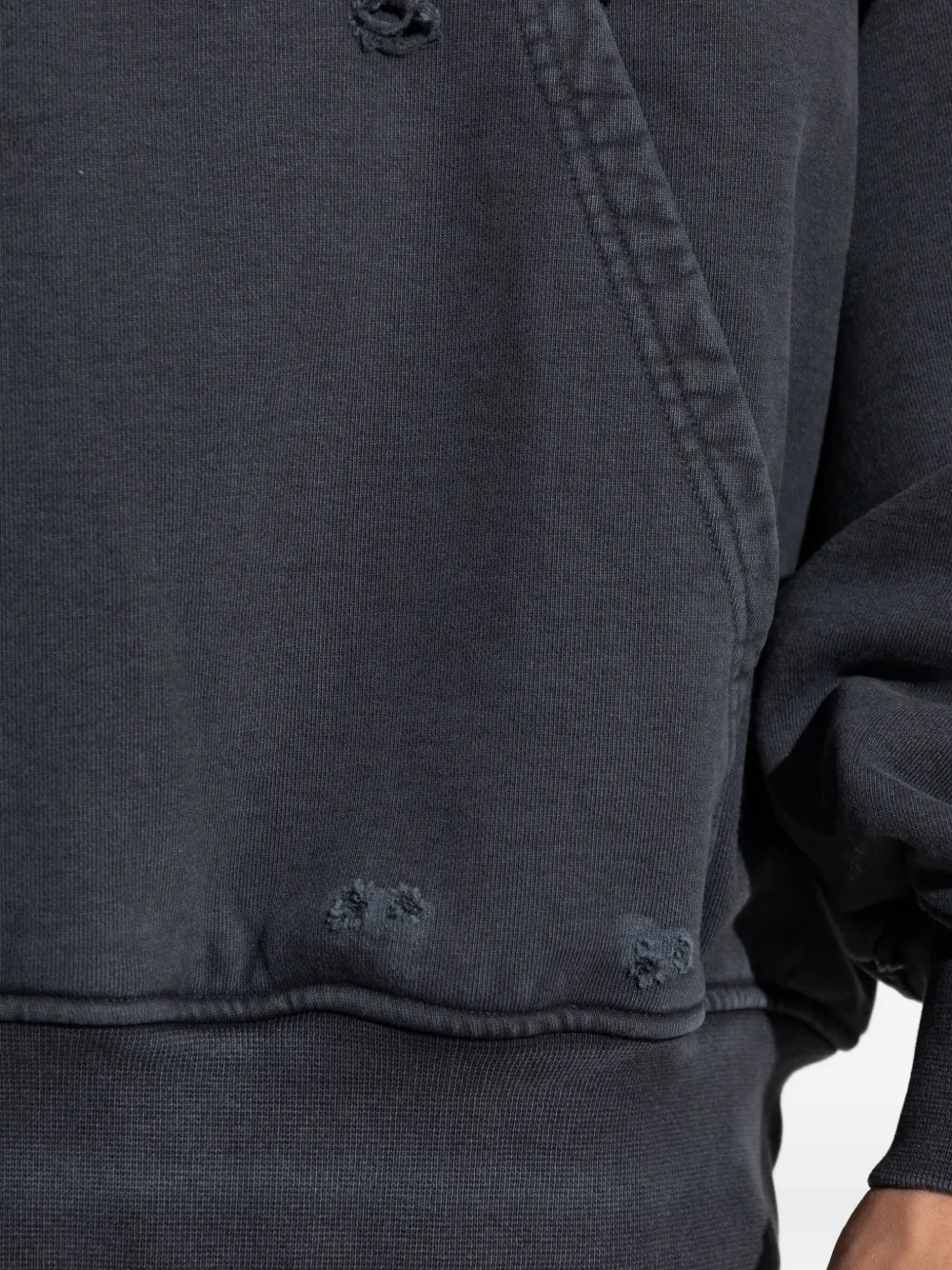 MISBHV Gerafelde katoenen hoodie met grafische print Zwart